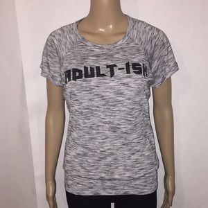 EUC "ADULT-ISH" granite grey hi low t shirt Sz S